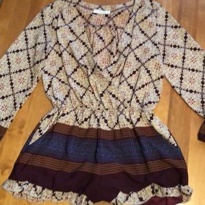 BoHo maroon romper Long sleeved